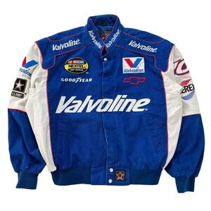 JH Design Valvoline NASCAR Cup Series Racing Jacket Men's Large Blue White